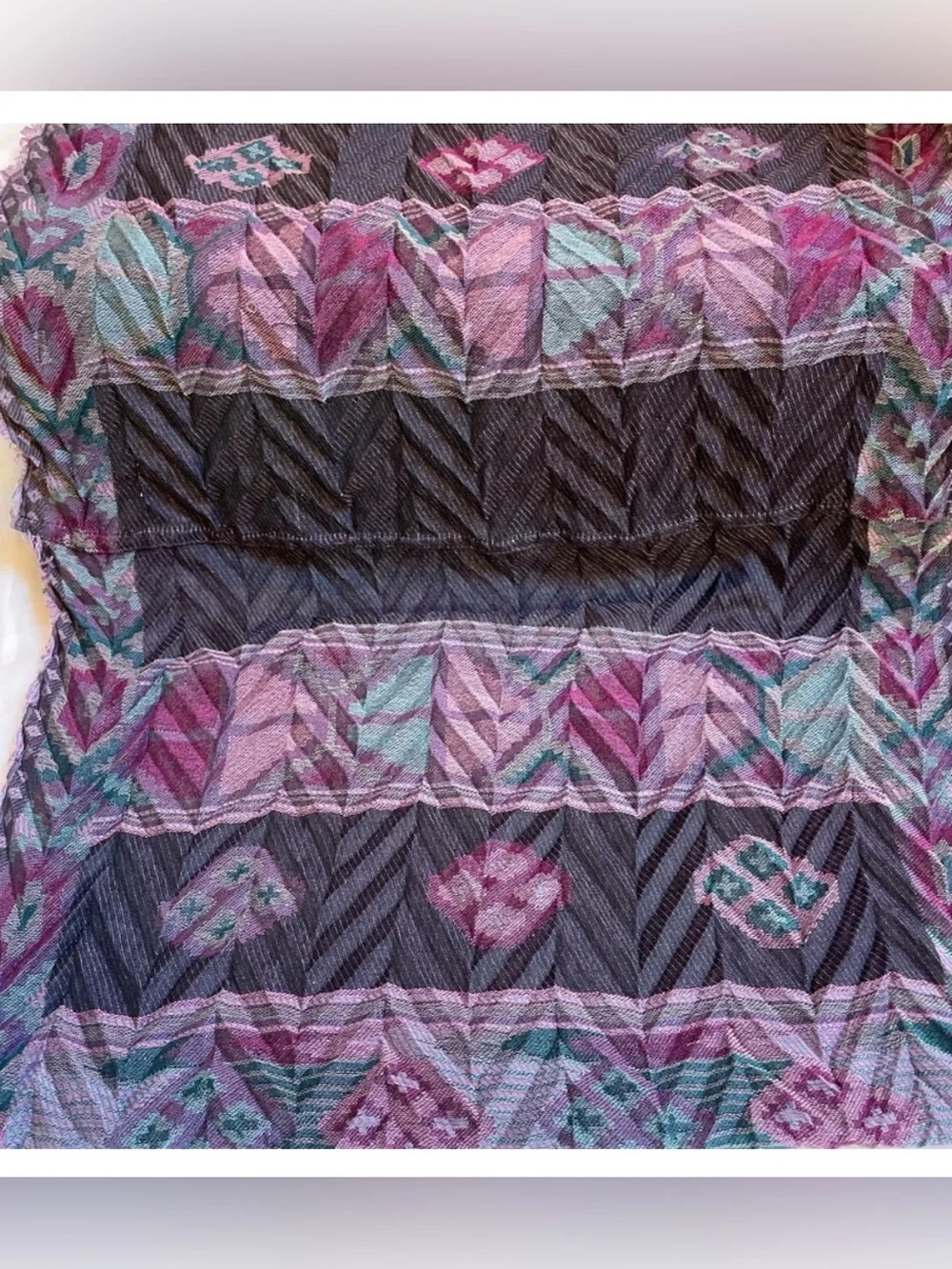 Boho Plaid Infinity Scarf Pink Purple Fringe Lightweight Women’s